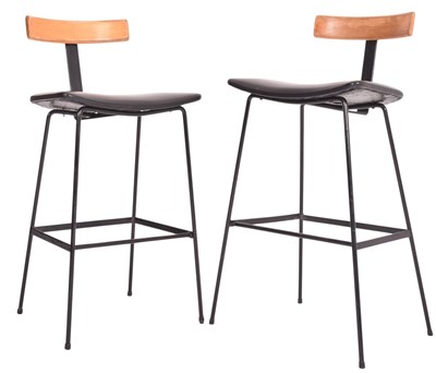 Lot 365 - FRANK GUILLE FOR KANDYA - PAIR OF PROGRAM HIGH CHAIRS BAR STOOLS