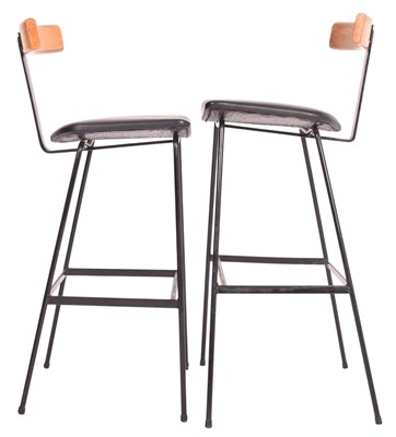 Lot 365 - FRANK GUILLE FOR KANDYA - PAIR OF PROGRAM HIGH CHAIRS BAR STOOLS
