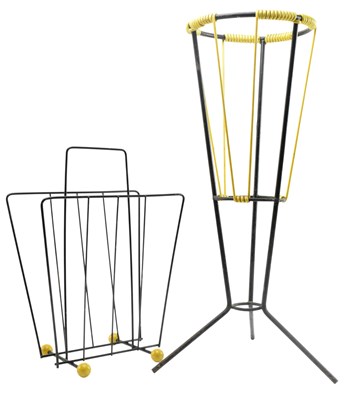 Lot 336 - TWO RETRO ATOMIC SPACE-AGE YELLOW & BLACK CHROME ITEMS