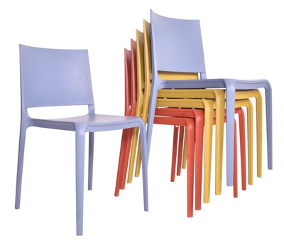 Lot 593 - ALLERMUIR - TONINA - SIX MOULDED ACRYLIC BISTRO STACKING CHAIRS