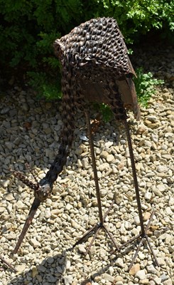 Lot 572 - TWO VINTAGE CAST METAL GARDEN HERON / STORK SCULPTURES