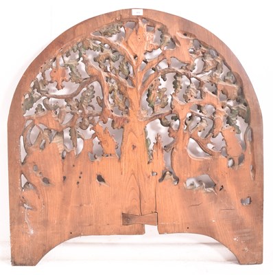Lot 404 - LATE 19TH CENTURY CARVED PIERCED WOOD TREE OF LIFE ARCHITECTURAL PANEL