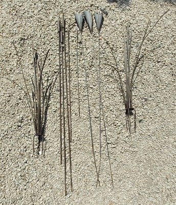 Lot 589 - COLLECTION OF RECYCLED CAST METAL OUTDOOR GARDEN ROD SCULPTURES OF REEDS