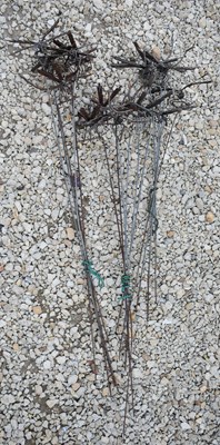Lot 587 - COLLECTION OF RECYCLED CAST METAL OUTDOOR GARDEN ROD SCULPTURES OF DRAGONFLIES