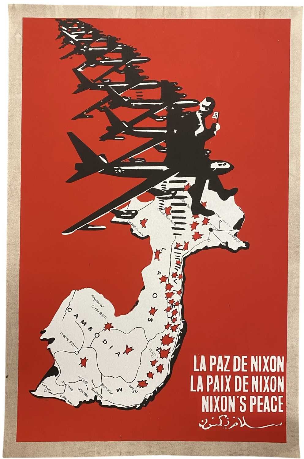 Lot 5 - NIXON'S PEACE - VINTAGE 1972 CUBAN ANTI WAR POSTER BY LAZARO ABREU