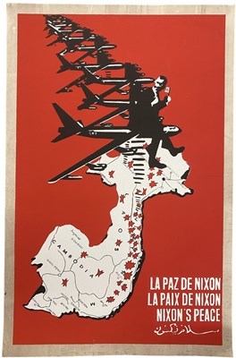 Lot 5 - NIXON'S PEACE - VINTAGE 1972 CUBAN ANTI WAR POSTER BY LAZARO ABREU