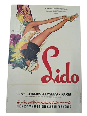 Lot 30 - CABARET, CHAMPS ELYSEES - VINTAGE 1950S LIDO CABARET FRENCH ADVERTISING POSTER