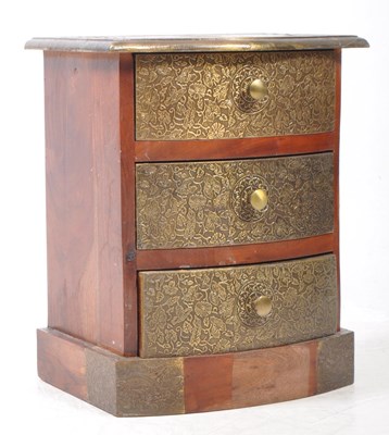 Lot 761 - VINTAGE 20TH CENTURY EMBOSSED INDIAN TEAK CHEST OF DRAWERS