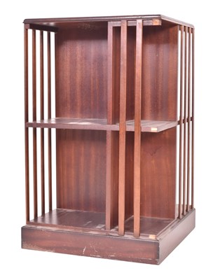 Lot 382 - EDWARDIAN MAHOGANY REVOLVING TWO TIER BOOKCASE