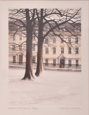 Lot 146 - KATHLEEN CADDICK (BRITISH, B. 1937) - SNOW IN THE SQUARE