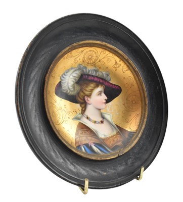 Lot 57 - POSSIBLY LIMOGES 19TH CENTURY HAND PAINTED PORTRAIT PLATE