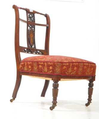 Lot 769 - 19TH CENTURY VICTORIAN INLAID CARVED NURSING CHAIR