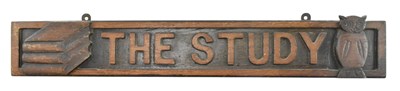 Lot 528 - THE STUDY - VINTAGE 20TH CENTURY CARVED OAK WALL DOOR SIGN