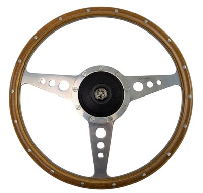 Lot 7 - MG - MOTO-LITA - BESPOKE MADE ALLOY AND WOODEN CAR STEERING WHEEL