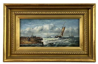 Lot 564 - T. LARSEN - SEASCAPE SCENE - OIL ON BOARD PAINTING IN GILT FRAME