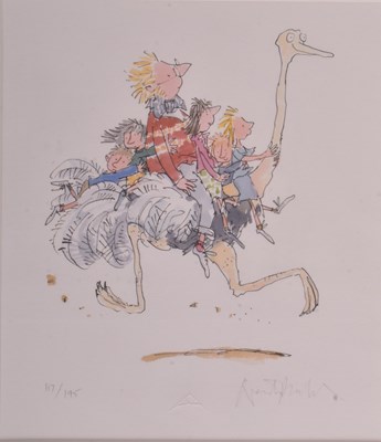 Lot 120 - QUENTIN BLAKE - O IS FOR OSTRICH - SIGNED LIMITED EDITION ALPHABET PRINT