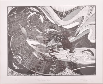 Lot 104 - COLIN SEE-PAYTON - RED THROATED DIVERS - SIGNED WOODBLOCK PRINT ENGRAVING