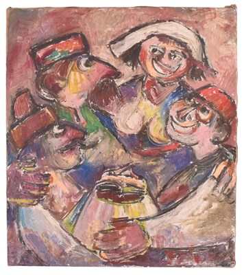 Lot 156 - JOVAN OBICAN (1918-1986) - UNTITLED FOLK GROUP OIL