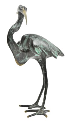 Lot 541 - BELIEVED ORIELE BRONZE, EXMOOR - BRONZE HERON FIGURE BY PHILIP TURNER