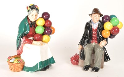 Lot 163 - ROYAL DOULTON - TWO MID CENTURY PORCELAIN BALLOON SELLER FIGURES
