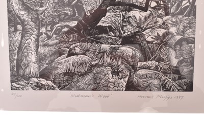 Lot 121 - HOWARD PHIPPS (B. 1954) - WHITMAN'S WOOD - 1987 PRINT OF WOODCUT ENGRAVING
