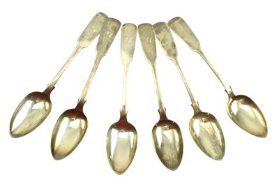 Lot 100 - SET OF SIX SCOTTISH VICTORIAN 1855 HALLMARKED SILVER SPOONS