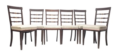 Lot 386 - SET OF SIX EDWARDIAN INLAID MAHOGANY DINING CHAIRS