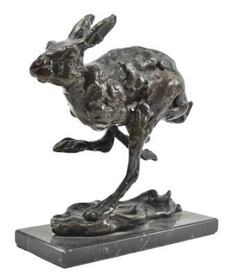 Lot 170 - LUCY KINSELLA (CONTEMPORARY) - BRONZE SCULPTURE OF A HARE