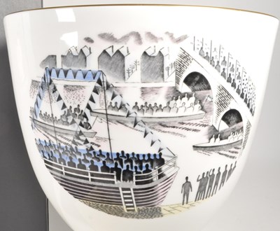 Lot 195 - ERIC RAVILIOUS FOR WEDGWOOD - THE BOAT RACE REISSUE VASE