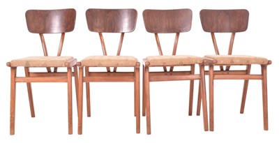 Lot 495 - SET OF FOUR MID CENTURY TEAK AND BENTWOOD DINING CHAIRS