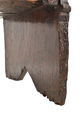 Lot 400 - SMALL 17TH CENTURY CARVED OAK PLANK COFFER