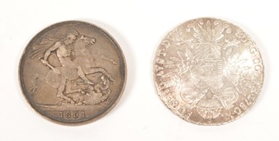 Lot 471 - 1891 QUEEN VICTORIA SILVER CROWN & SILVER THALER