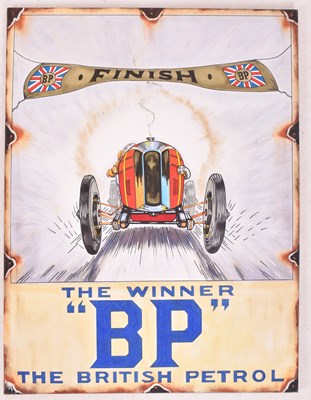 Lot 218 - BP PETROL - OIL ON CANVAS ARTISTS IMPRESSION OF A ENAMEL SIGN