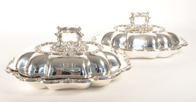 Lot 389 - TWO SCOTTISH VINTAGE SILVER PLATE LIDDED TUREENS