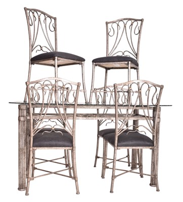 Lot 510 - MODERN HIGH-END DESIGNER GLASS-TOPPED DINING TABLE AND CHAIRS