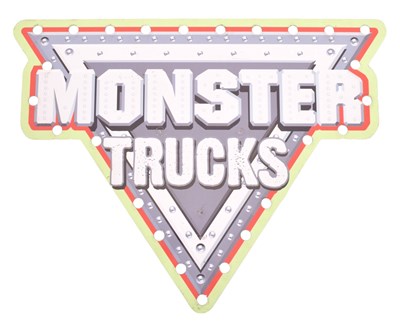 Lot 14 - VINTAGE FUNFAIR / FAIRGROUND FIBREGLASS MONSTER TRUCKS WALL SIGN