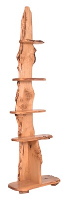 Lot 325 - BESPOKE-MADE LIVE EDGE / YEW WOOD BOOKCASE