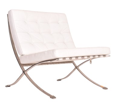 Lot 188 - AFTER MIES VAN DER ROHE - VINTAGE WHITE BARCELONA STYLE CHAIR