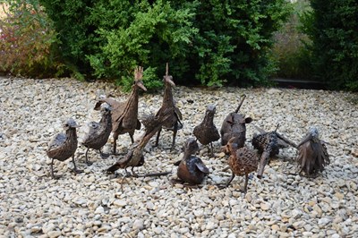 Lot 582 - COLLECTION OF VINTAGE INDUSTRIAL OUTDOOR GARDEN ANIMALS INCL. COCKERELS, BIRDS ETC