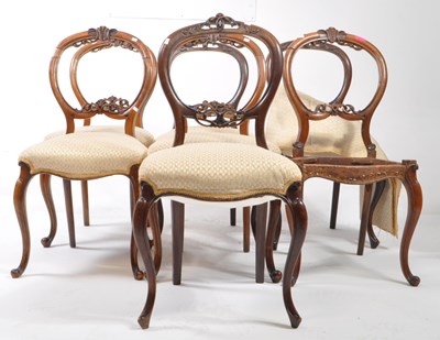 Lot 753 - HARLEQUIN SET OF SEVEN 19TH CENTURY BALLOON BACK DINING CHAIRS