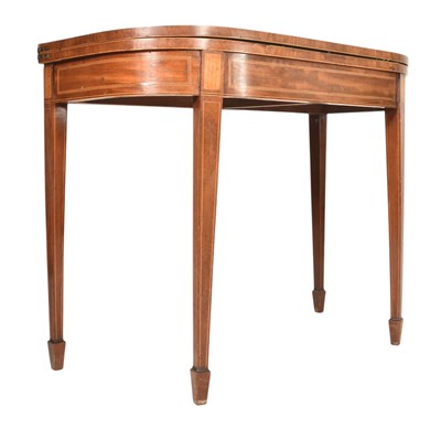 Lot 422 - EDWARDIAN MAHOGANY & MARQUETRY INLAID CARD TABLE IN EDWARDS & ROBERTS MANNER
