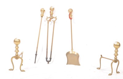 Lot 750 - 19TH CENTURY VICTORIAN BRASS COMPANION SET