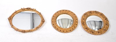 Lot 730 - COLLECTION OF THREE GILT CONVEX FISHEYE WALL MIRROR