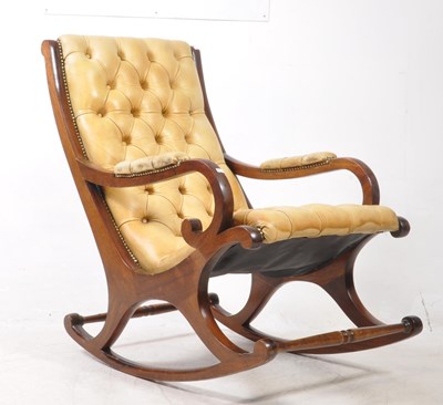 Lot 755 - VICTORIAN 19TH CENTURY MAHOGANY SLIPPER ROCKING ARMCHAIR