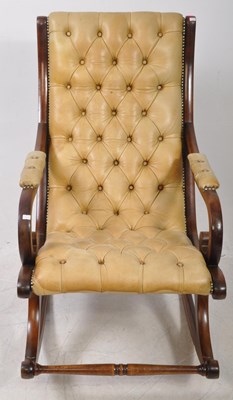 Lot 755 - VICTORIAN 19TH CENTURY MAHOGANY SLIPPER ROCKING ARMCHAIR