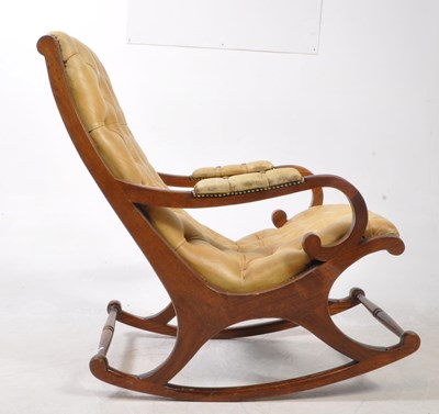 Lot 755 - VICTORIAN 19TH CENTURY MAHOGANY SLIPPER ROCKING ARMCHAIR