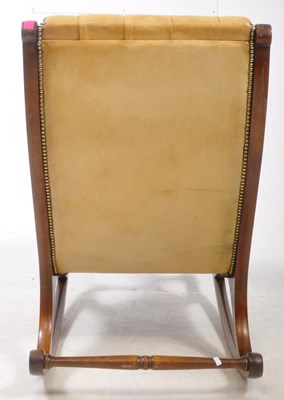 Lot 755 - VICTORIAN 19TH CENTURY MAHOGANY SLIPPER ROCKING ARMCHAIR