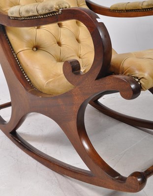 Lot 755 - VICTORIAN 19TH CENTURY MAHOGANY SLIPPER ROCKING ARMCHAIR