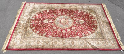 Lot 631 - VINTAGE BELUCHI SILK & WOOL CARPET FLOOR RUG