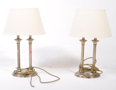 Lot 728 - PAIR OF CONTEMPORARY TWIN COLUMN TABLE LAMPS